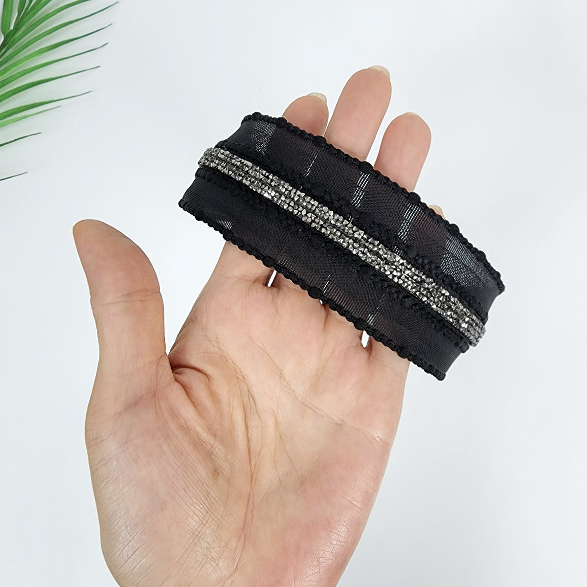 Crystal Line Mesh Wide Headband 1.8 in wide – Aurora, French-style