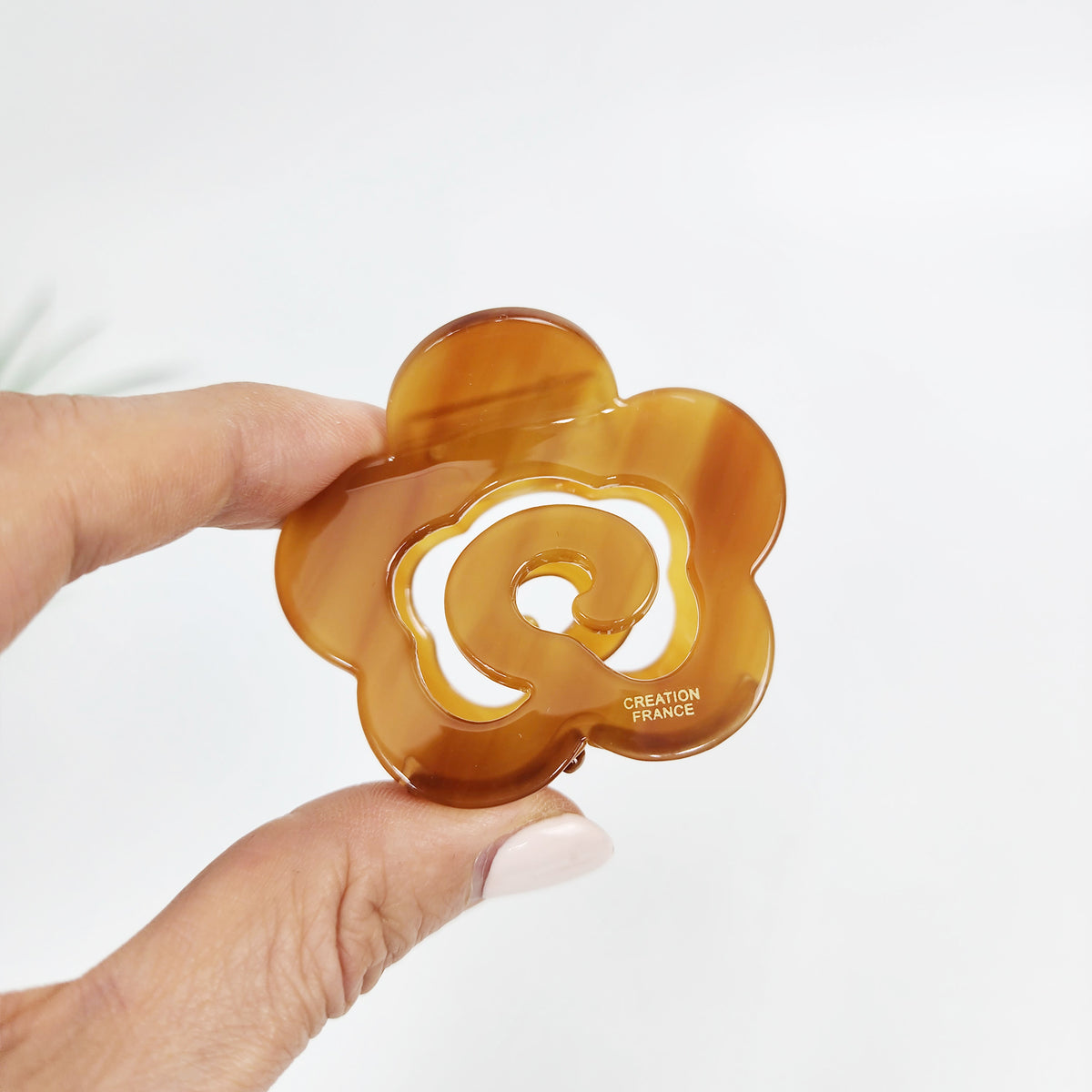 Rose Flower Mini Hair Claw Clip 2.2 in – 4 Pure Caramel