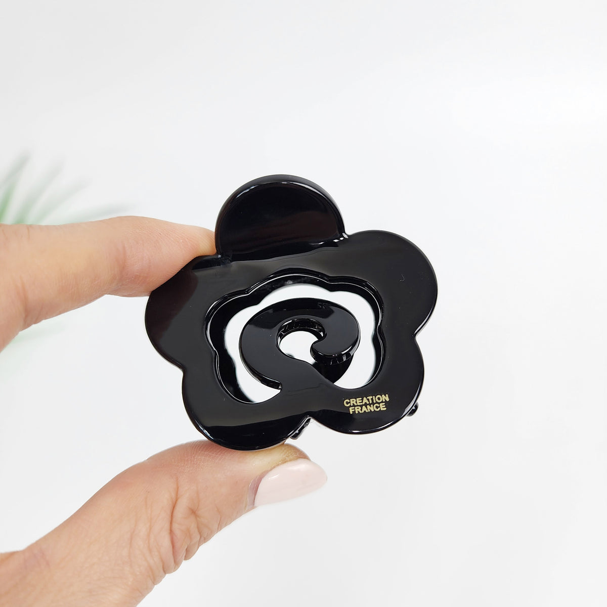 Rose Flower Mini Hair Claw Clip 2.2 in – 9 Pure Black