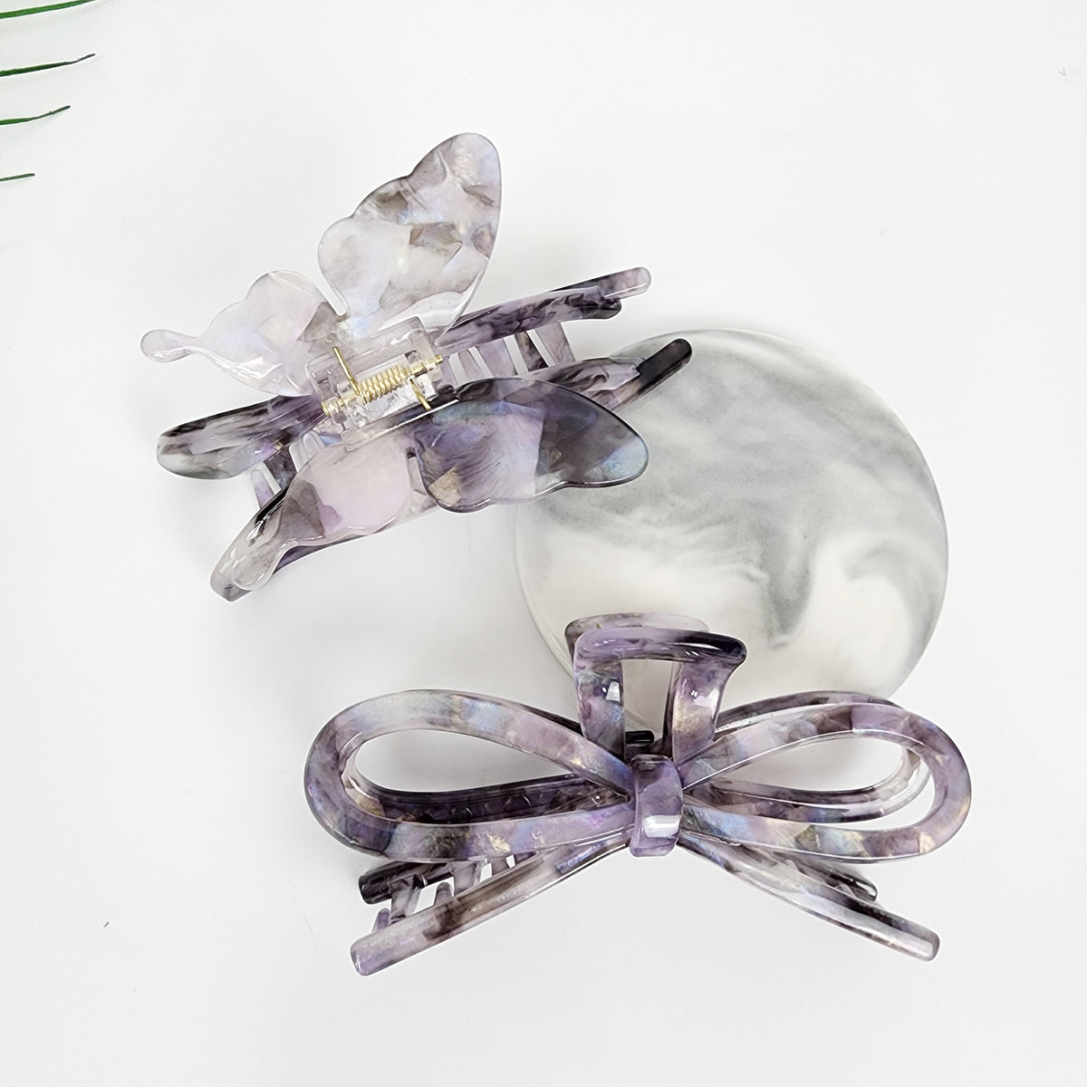 Butterfly & Bow Large Hair Claw Clip 4.6 in – Aurora Violet, French-style