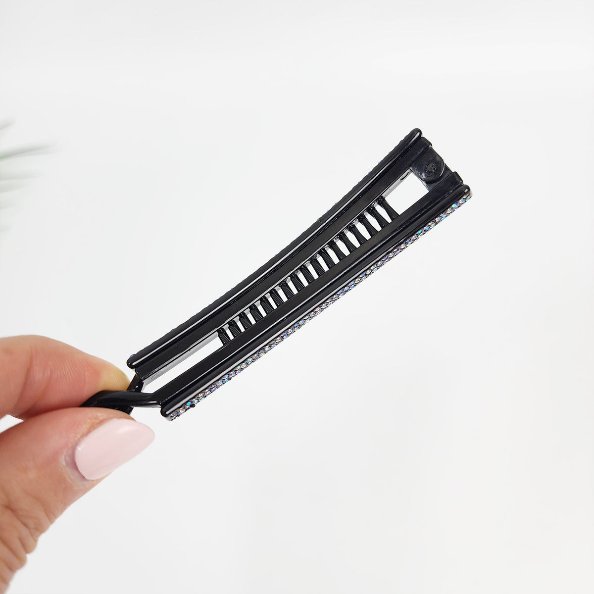 Slim Small Banana Clip 3.9 in – Black Cubic, for Fine Hair, French-style