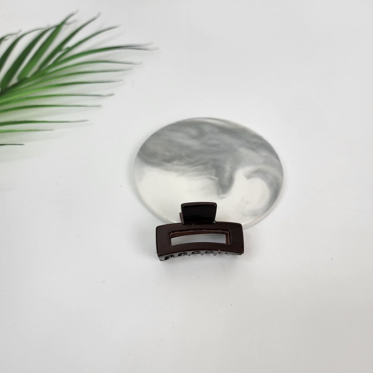 Mini square hair claw clip in 47 Dark Brown, solid color