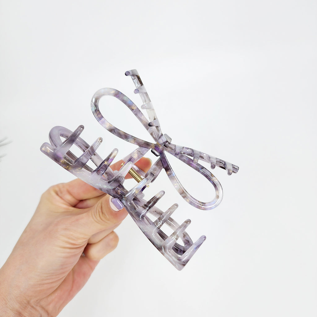 Butterfly & Bow Large Hair Claw Clip 4.6 in – Aurora Violet, French-style