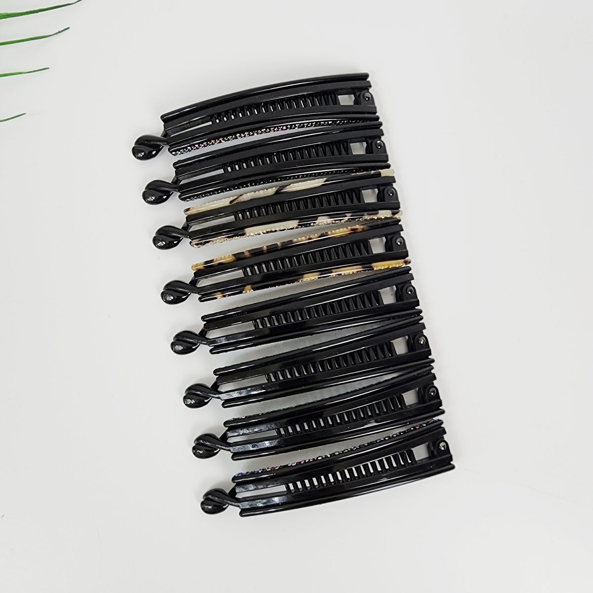 Slim Small Banana Clip 3.9 in – Black Cubic, for Fine Hair, French-style