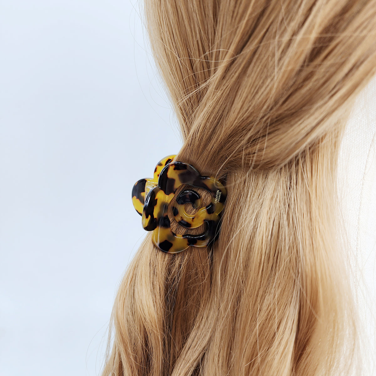 Rose Flower Mini Hair Claw Clip 2.2 in – Tortoise Shell, French-style