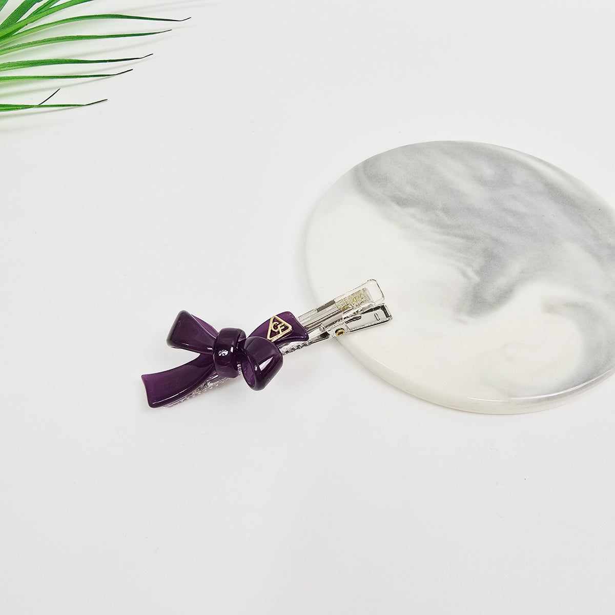 Double Bow Small Alligator Hair Clip 2.5 in – Clear & Aurora, Silver Clip