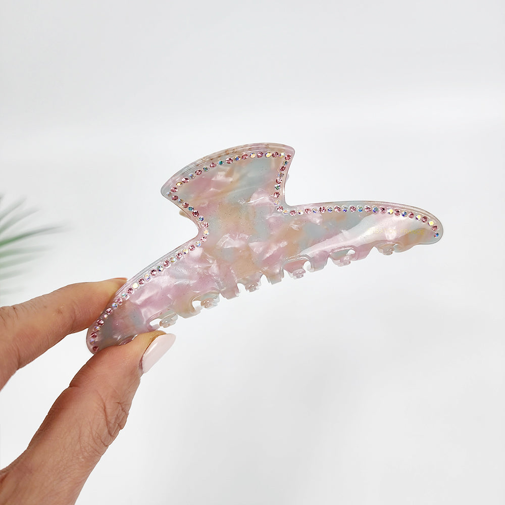 Slim Line Large Hair Claw Clip 4.5 in – 10 Pink Mint
