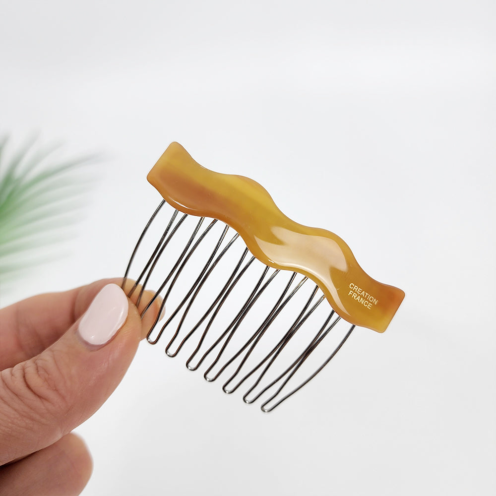 Wave Hair Comb Pin 2.6 in – 4 Pure Caramel