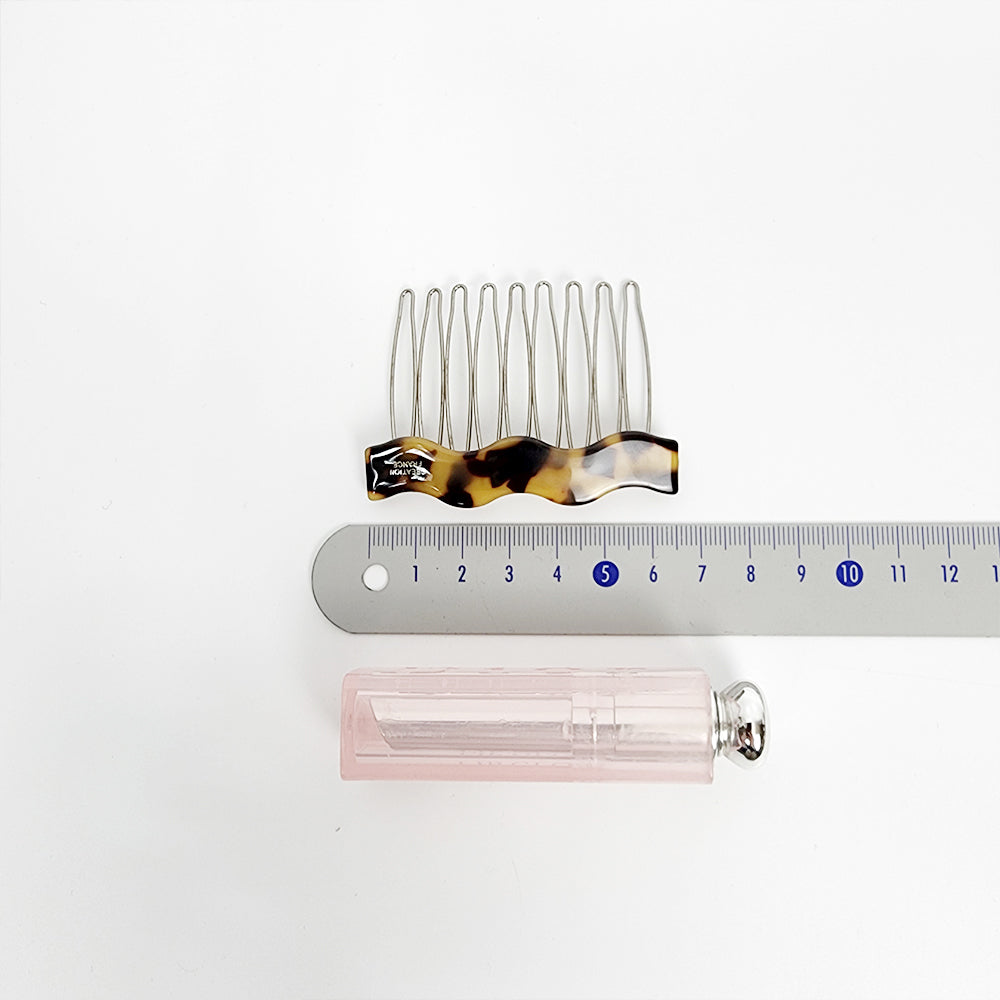 Wave Hair Comb Pin 2.6 in – Tortoise Shell Marble, Non-Slip, French Pin