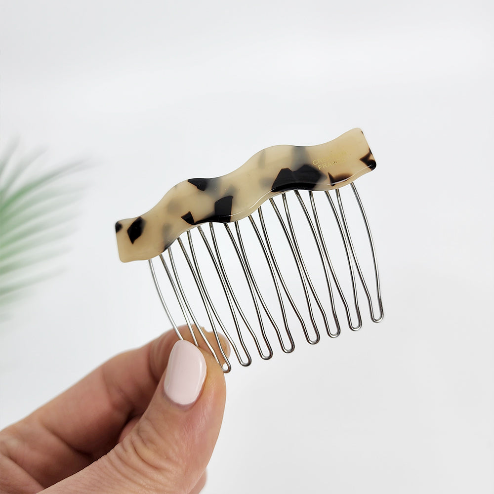 Wave Hair Comb Pin 2.6 in – 1 Leopard Beige