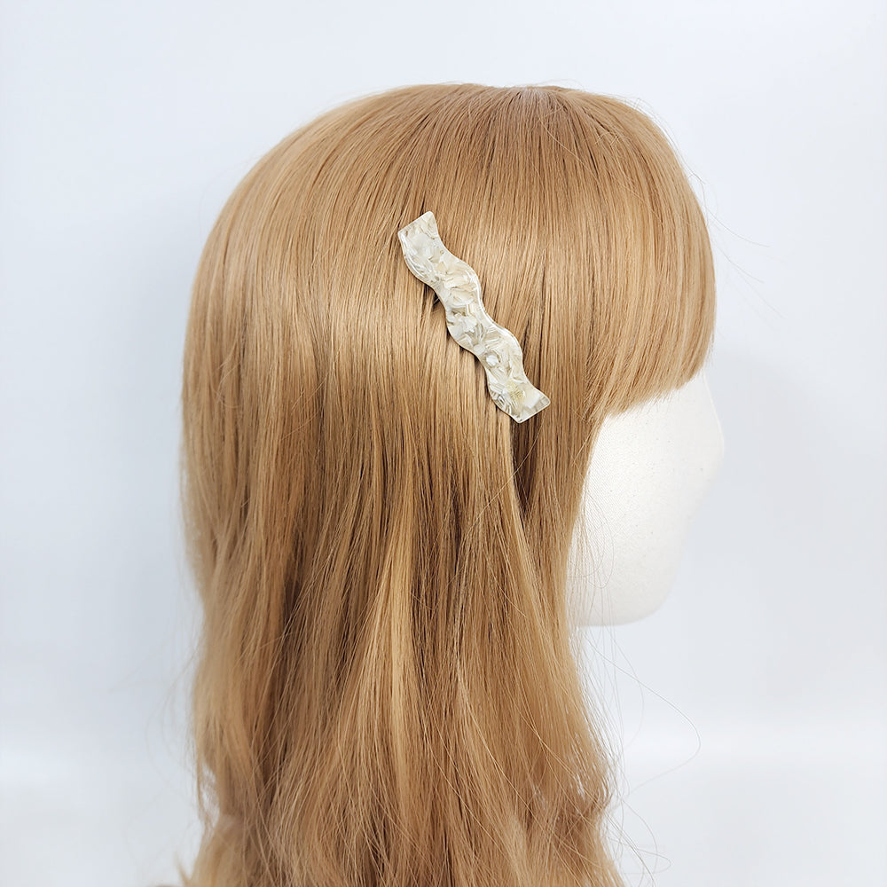 Wave Hair Comb Pin 2.6 in – Tortoise Shell Marble, Non-Slip, French Pin