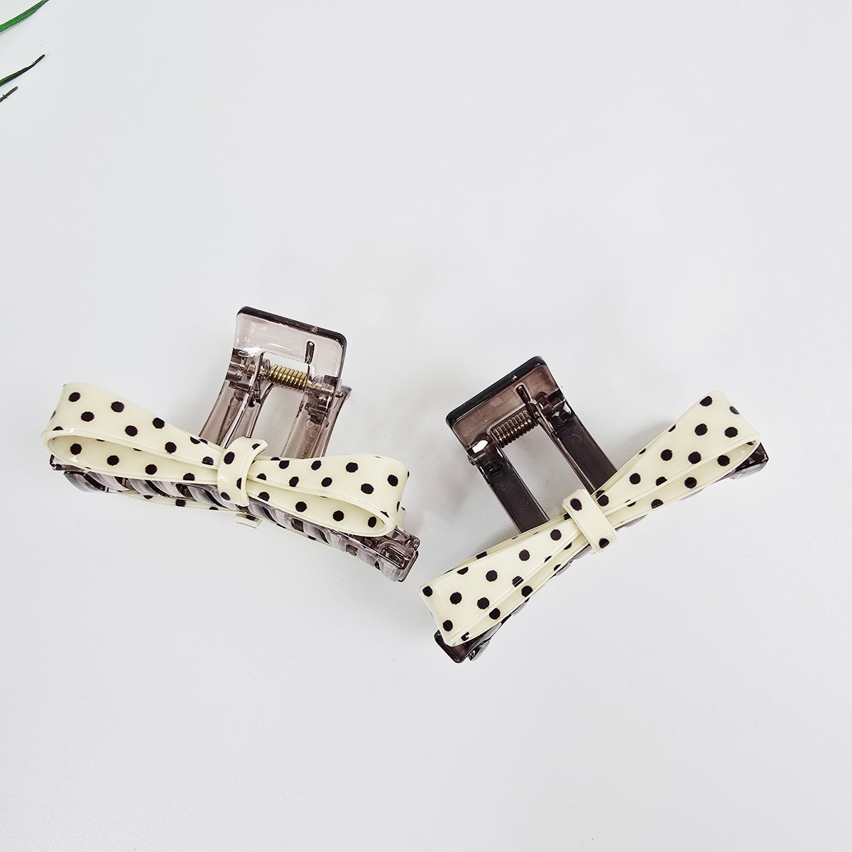 Dot Bow Square Small Hair Claw Clip 3.1 in – Polka Dot, Clear, French-style