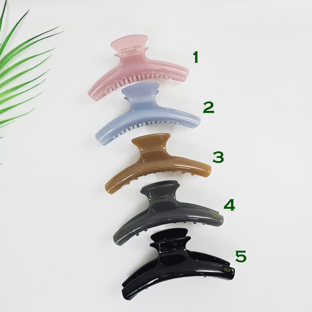 Curve Large Hair Claw Clip 4.5 in – Solid Glossy, French-style, for Updos