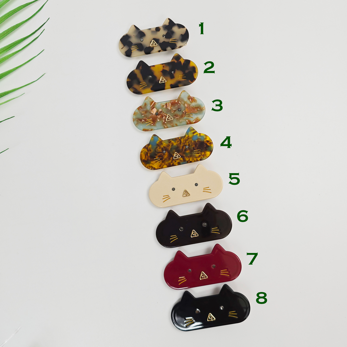 Cat Face Alligator Hair Clip 2.5 in – Tortoise Shell, Solid, French-style