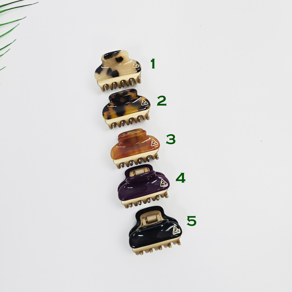 Two-Tone Mini Hair Claw Clip 1.6 in – Tortoise Shell & Solid, French-style