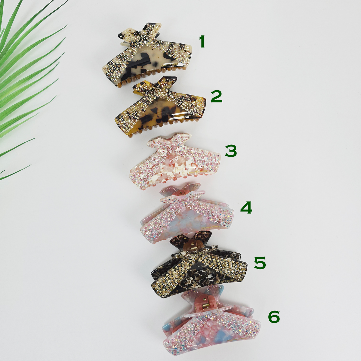 Shine Bow Medium Hair Claw Clip 3.5 in – Cubic, Tortoise Shell, Marble