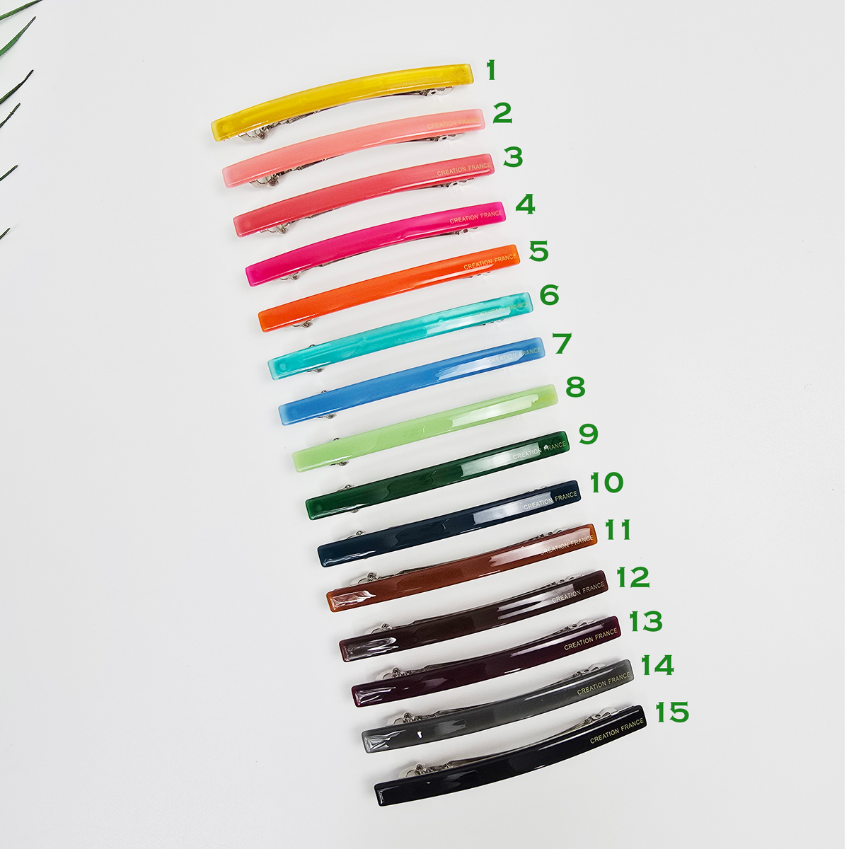 Straight Slim Hair Barrette 3.3 in – Solid Glossy, for Half-Up, French Pin