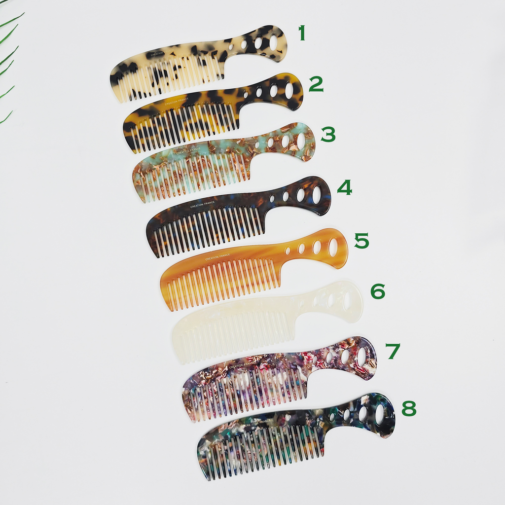 Handle Medium Hair Comb 5.3 in – Tortoise Shell Marble, French-style