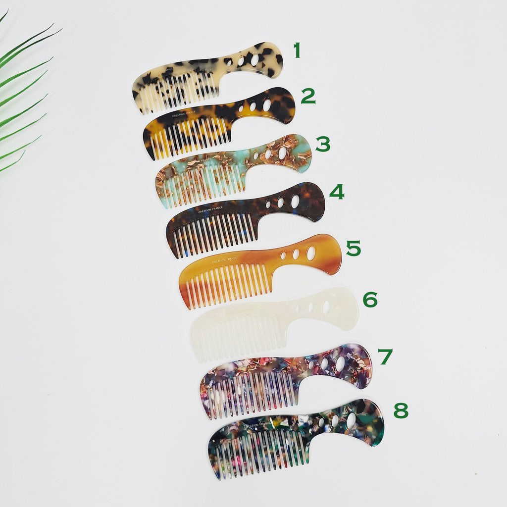 Handle Pocket Hair Comb 4.5 in – Tortoise Shell Marble, French-style