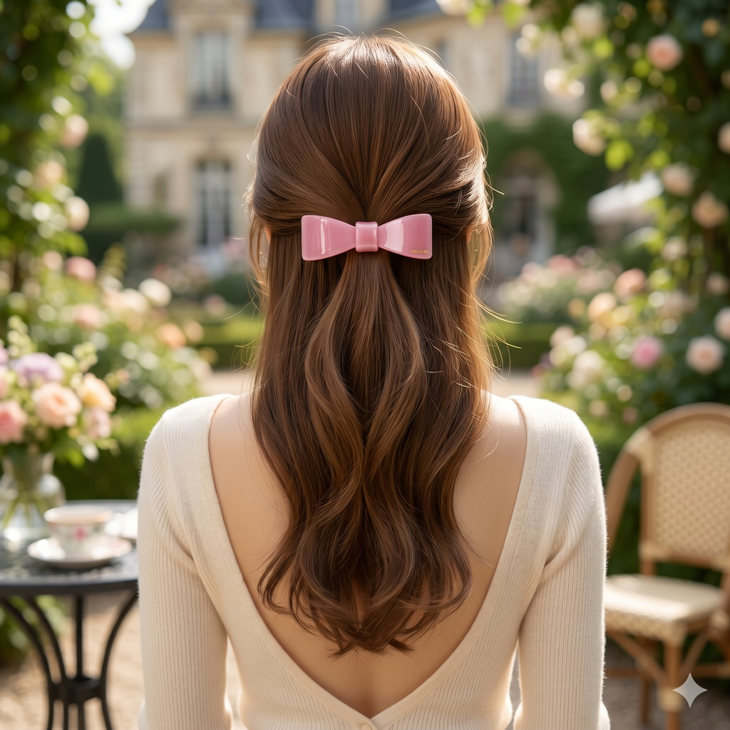 Camille Bow Hair Barrette 3.7 in – Tortoise Shell, French Pin, for Half-Up