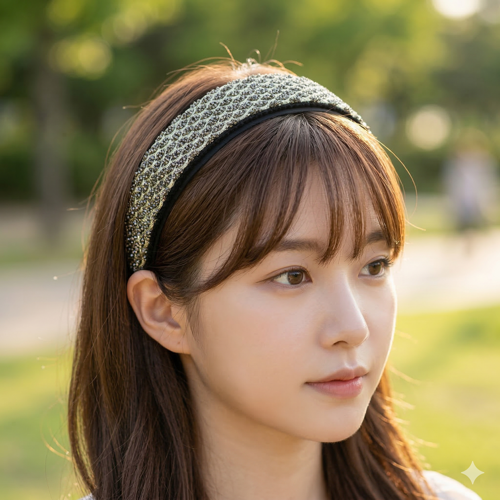 Honeycomb Bead Wide Headband 2.0 in wide – Glass Beads, French-style