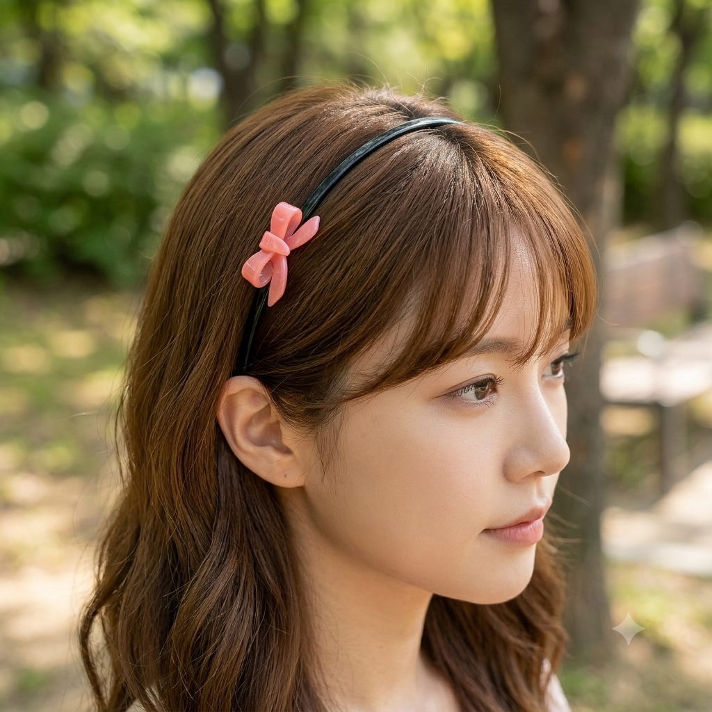 Petite Bow Thin Headband 0.2 in wide – 3D Mini Bow, 16 Colors, French-style