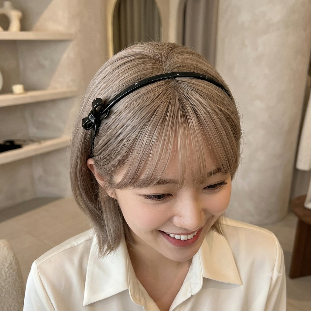 Petite Bow Thin Headband 0.2 in wide – 3D Mini Bow, 16 Colors, French-style