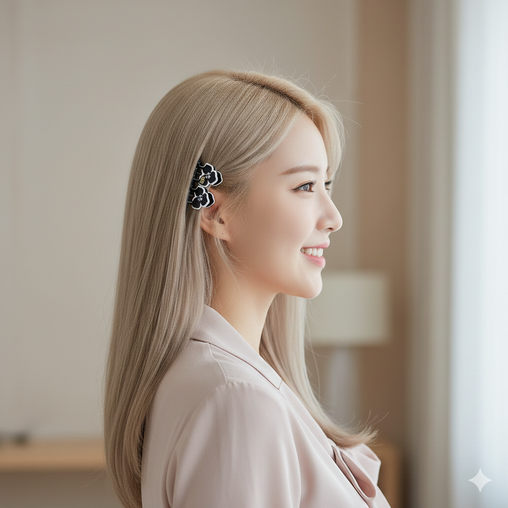 Cubic Flower Extra Mini Hair Claw Clips Set of 2 0.7 in – Solid, for Bangs
