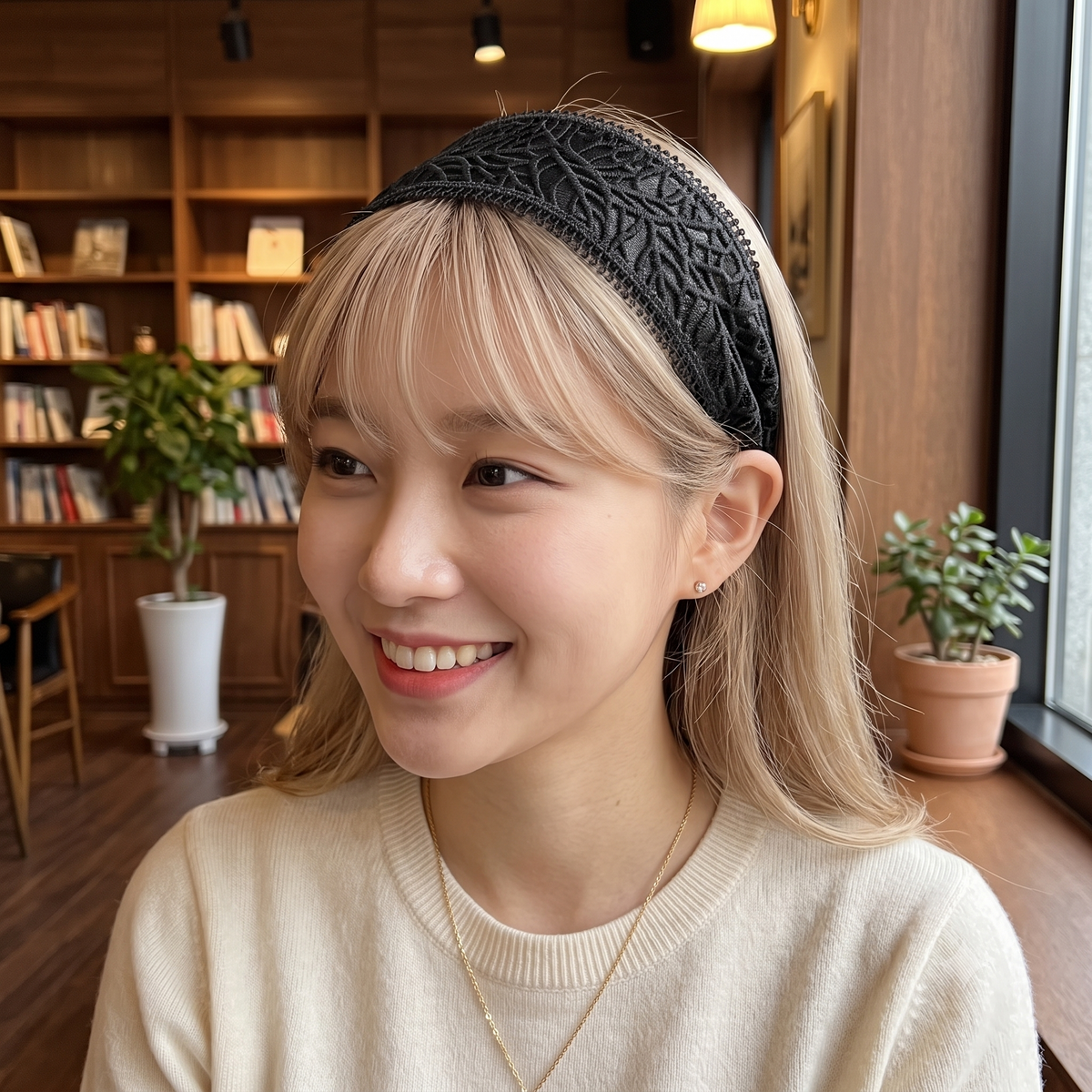 Leaf Lace Wide Headband 2.4 in wide – Embroidered Fringe, French-style