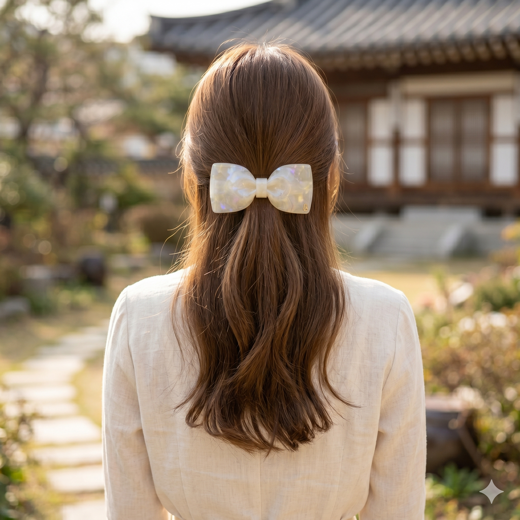 Glassy Big Bow Hair Barrette 3.9 in – Tortoise Shell, Aurora, French Pin