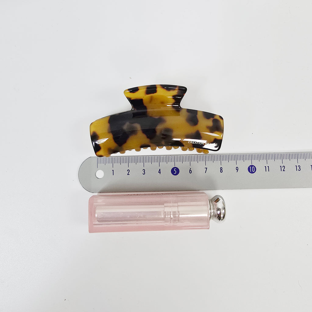 Curved Square Small Hair Claw Clip 3.1 in – Tortoise Shell, Double Clip