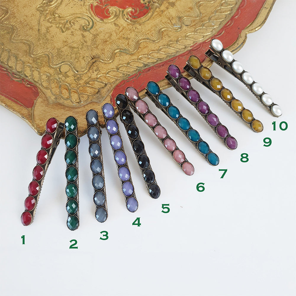Bead Mini Alligator Hair Clip 2.4 in – Vintage Resin (Formica), for Bangs