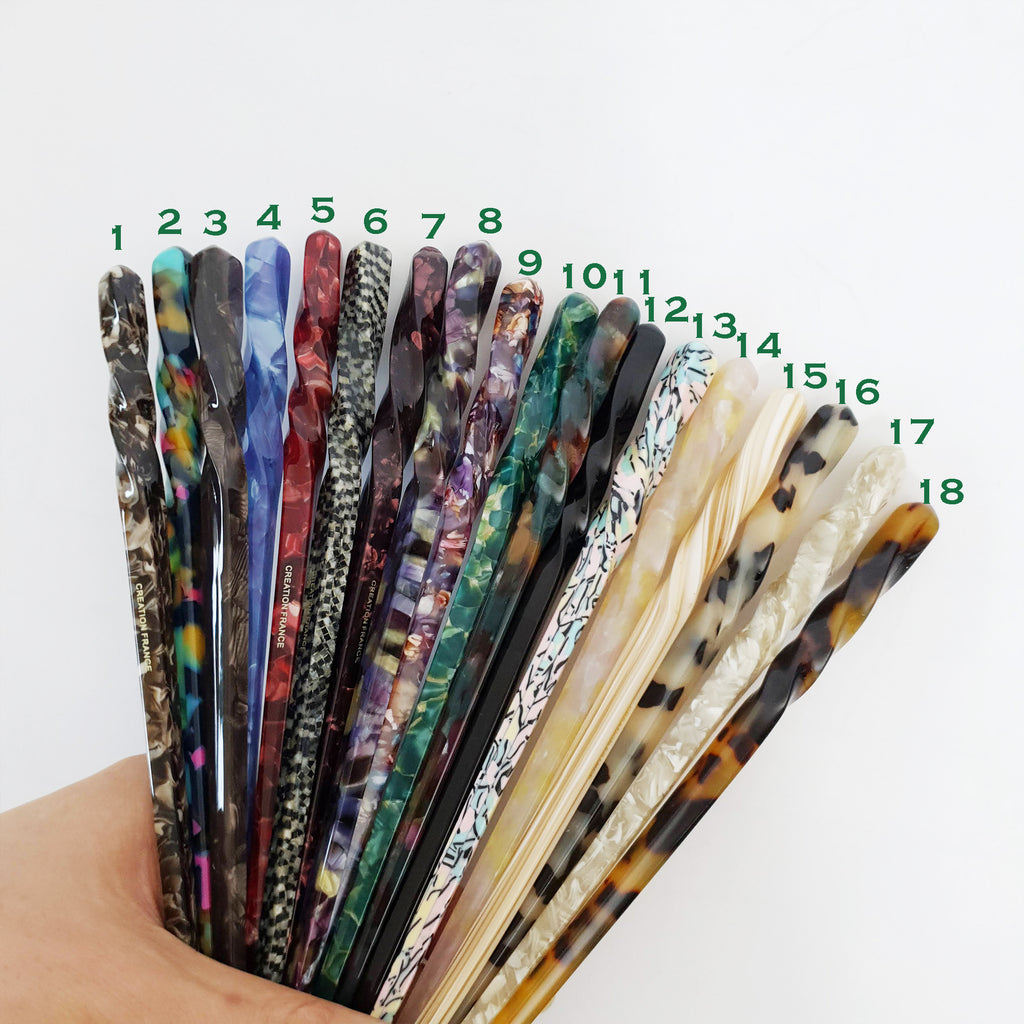 Basic Twist Hair Stick 6.9 in – Tortoise Shell Marble, French Pin