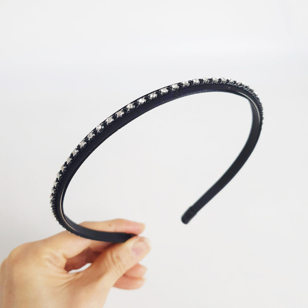 Black Metal Chain Headband / Thin Cubic Crystal Headband / Hair Accessories for Woman