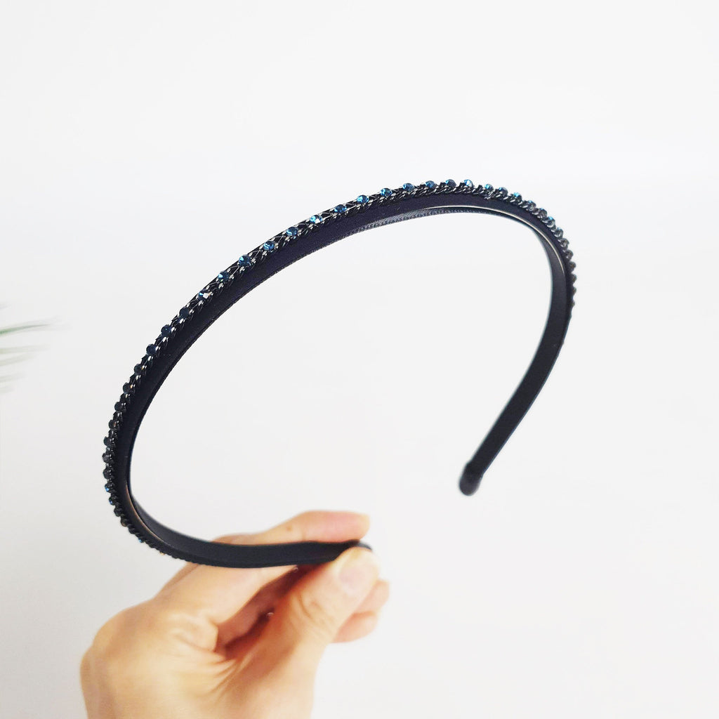 Black Metal Chain Headband / Thin Cubic Crystal Headband / Hair Accessories for Woman