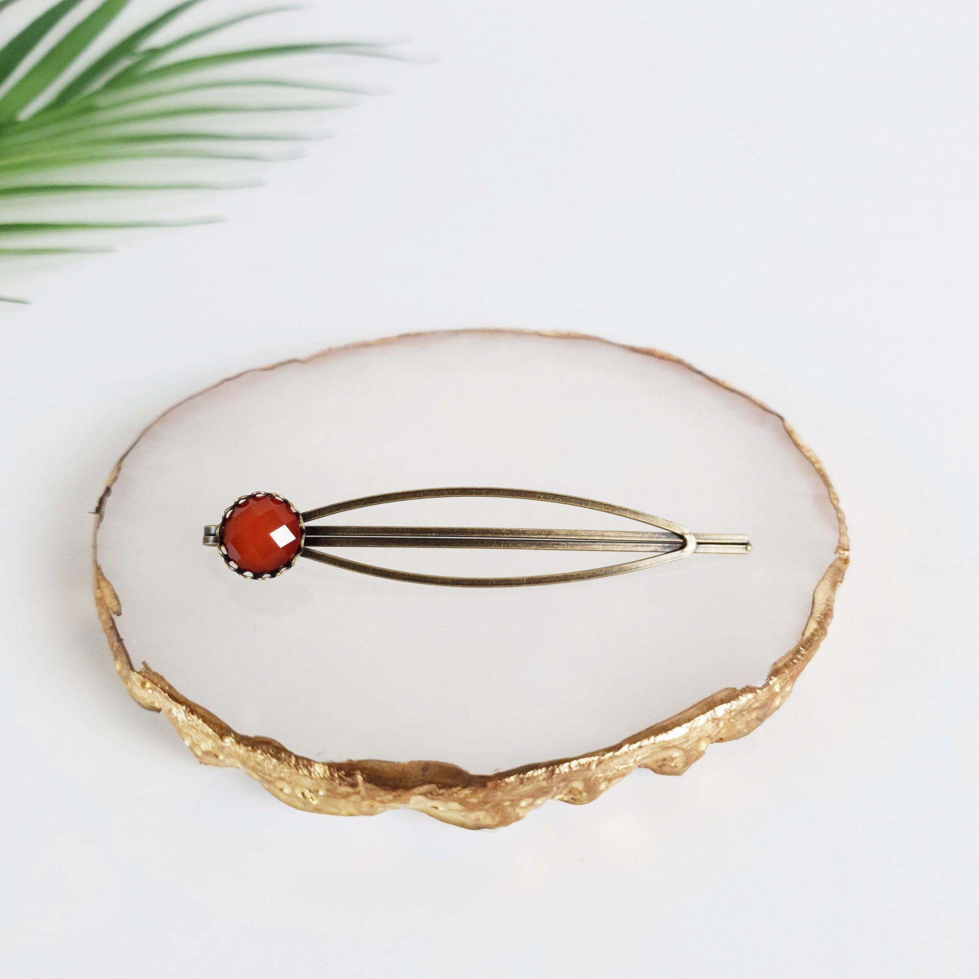 Circle Round Formica Hair Pin / Vintage Antique Three Line Hair Bobby Pin / Hair Accessory Pin for Woman