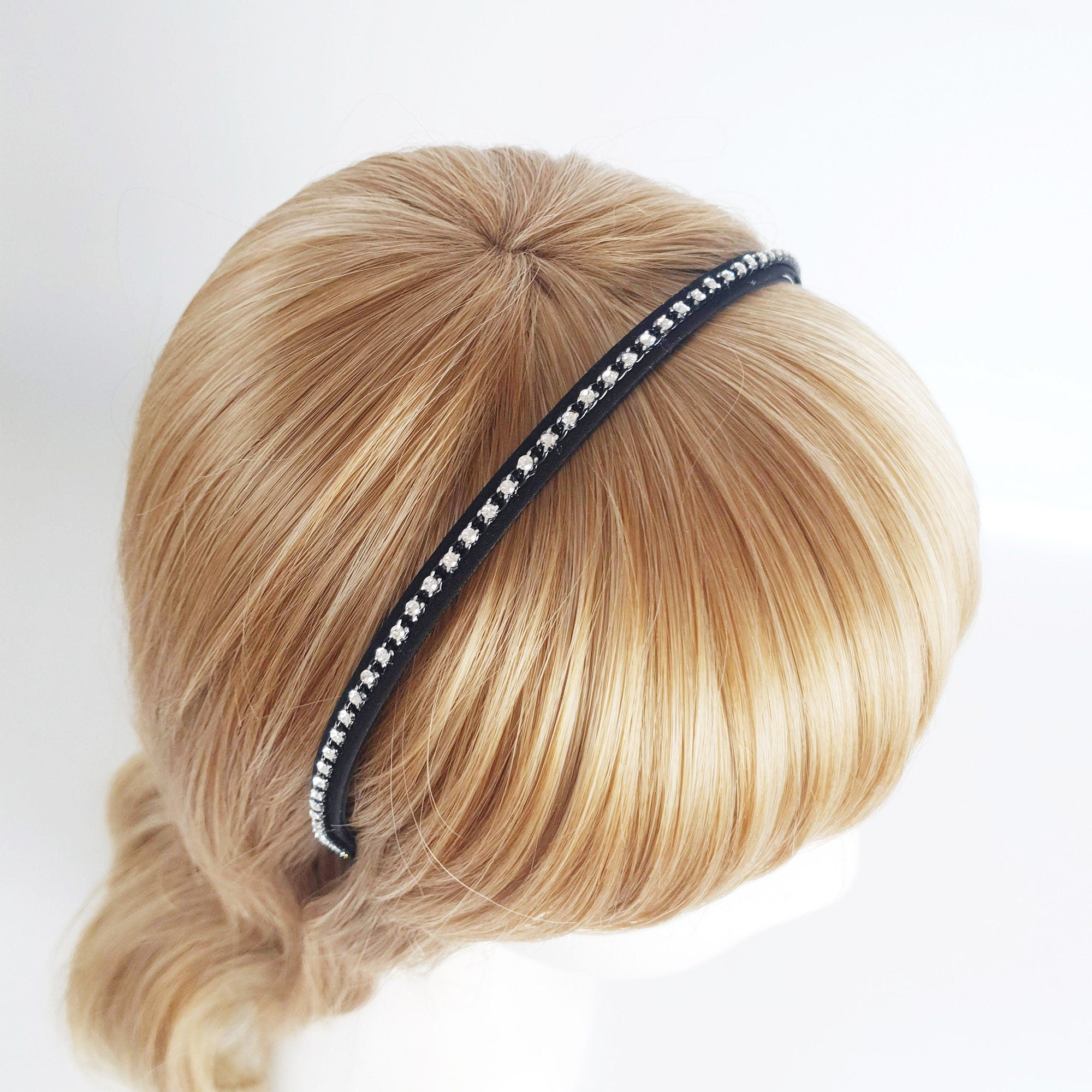 Black Metal Chain Headband / Thin Cubic Crystal Headband / Hair Accessories for Woman