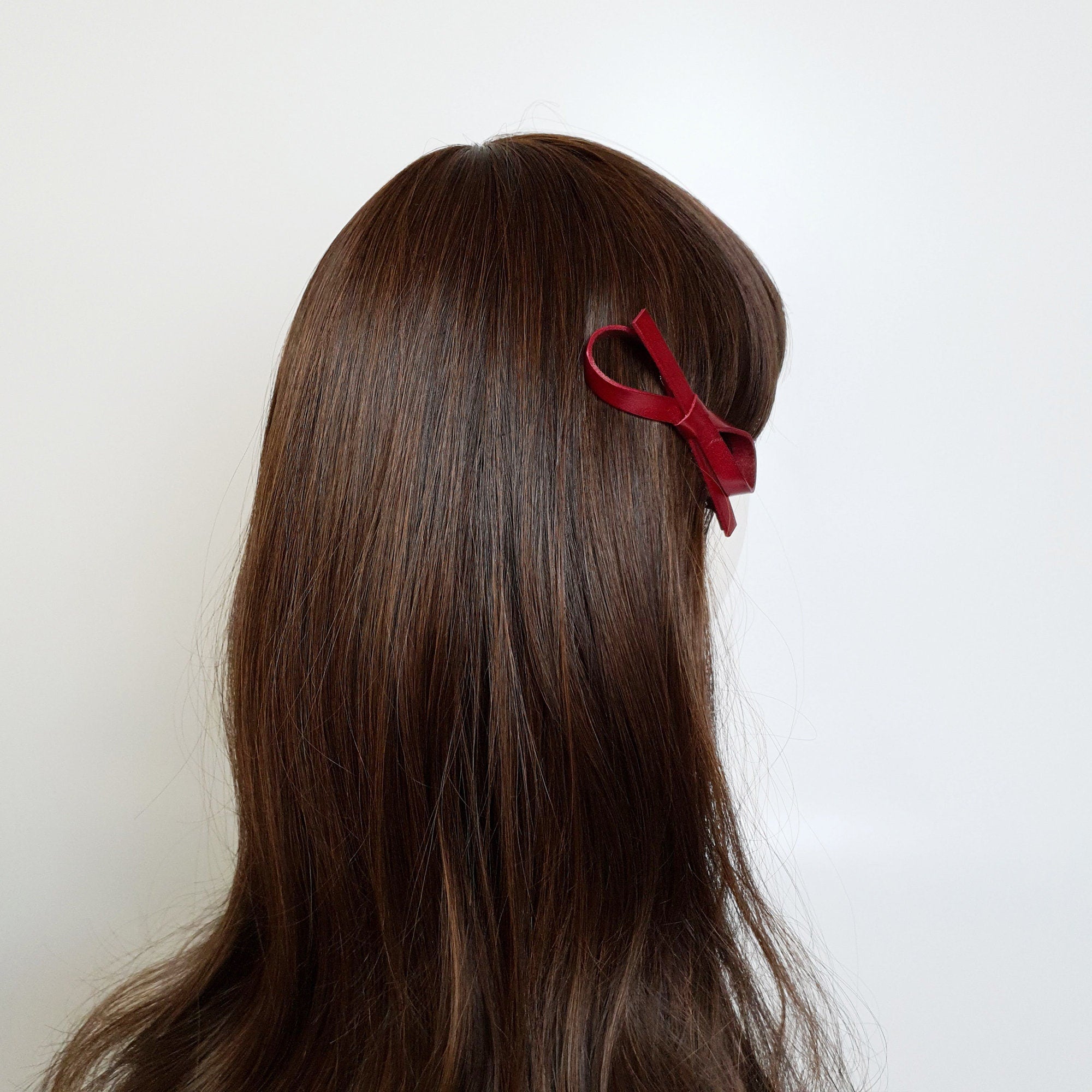 Simple Ribbon Real Leather Hair Clip / Cute Alligator Hair Clip / Hair Accessory for Woman
