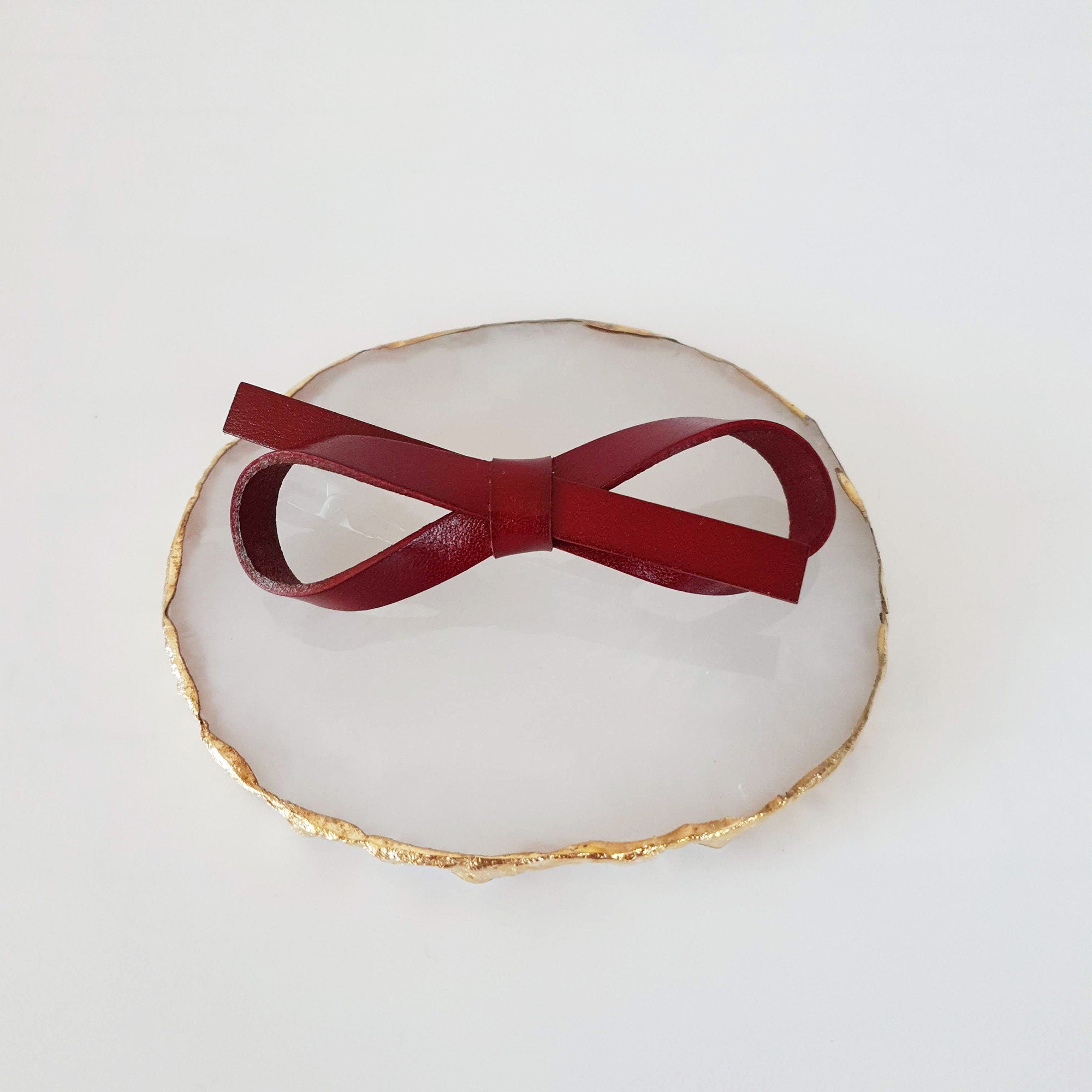 Simple Ribbon Real Leather Hair Clip / Cute Alligator Hair Clip / Hair Accessory for Woman