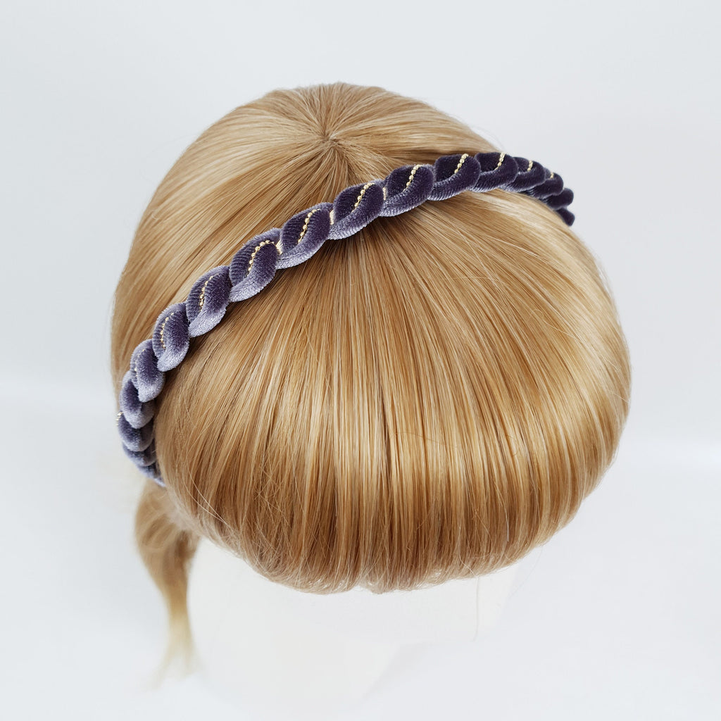 Velvet Twist Thin Headband / Mini Golden Ball Chain Print Headband / Hair Accessories for Woman / Velvet Headband