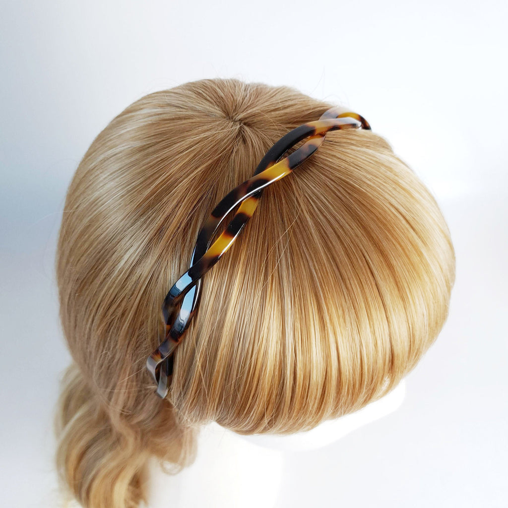 Tortoise Shell Two Line Twist Headband / Simple French Hair Pin / Hair Accessory for Woman / Thin Headband / Alice Headband