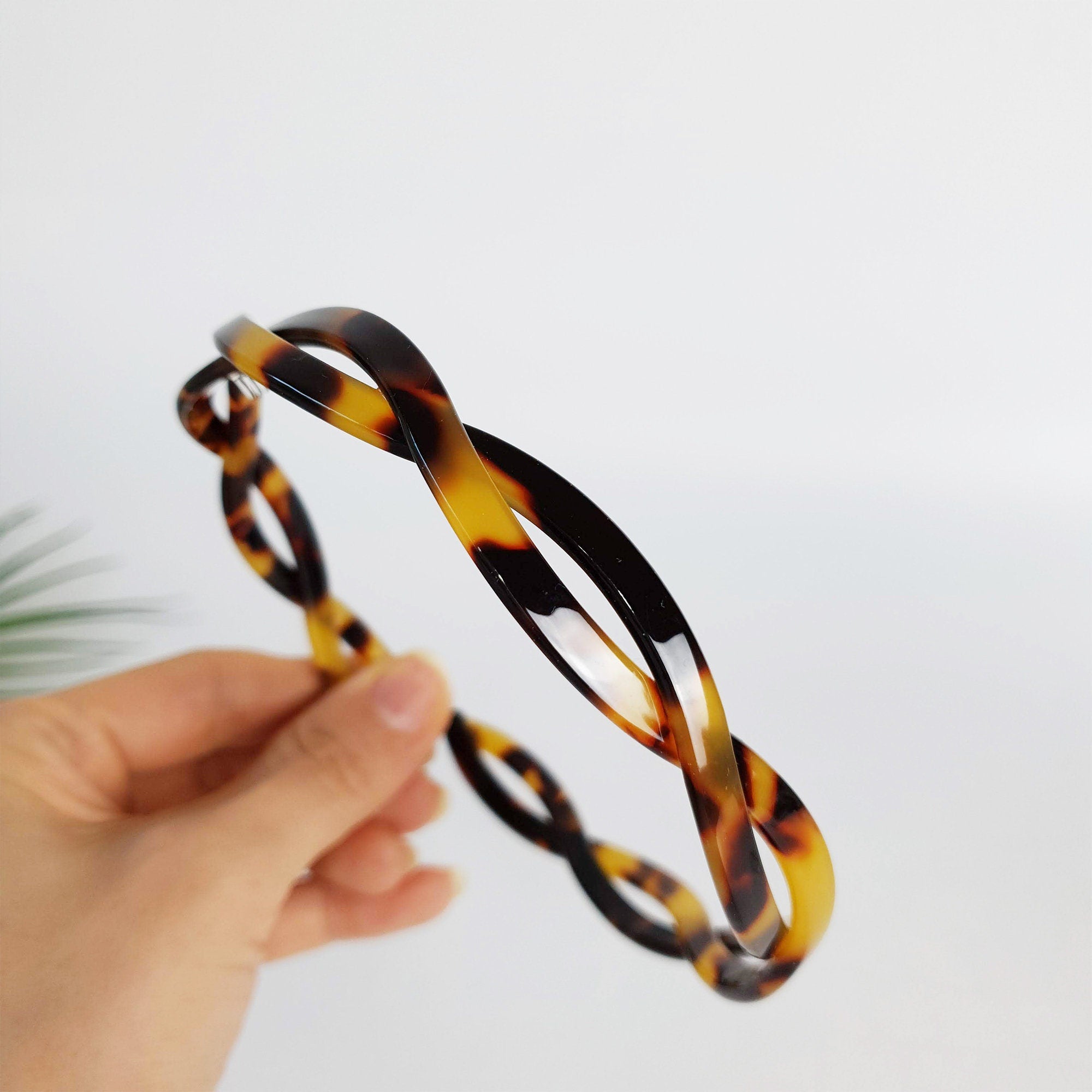 Tortoise Shell Two Line Twist Headband / Simple French Hair Pin / Hair Accessory for Woman / Thin Headband / Alice Headband
