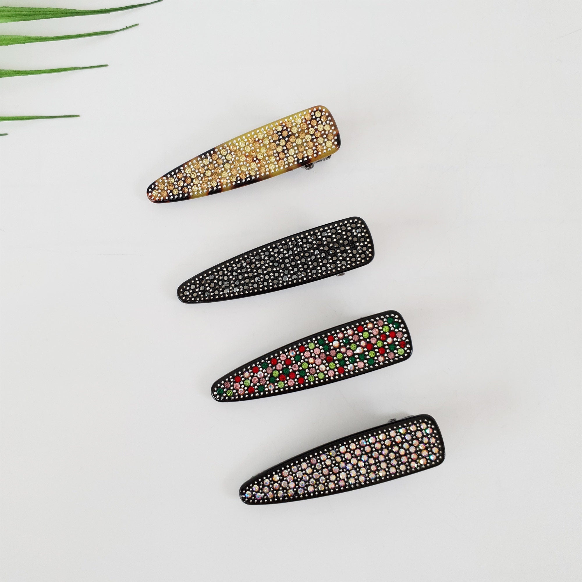 Black Cubic Triangle Hair Claw Clip / Luxurious French Hair Pin / Hair Accessory for Woman / Leopard Hair Clip