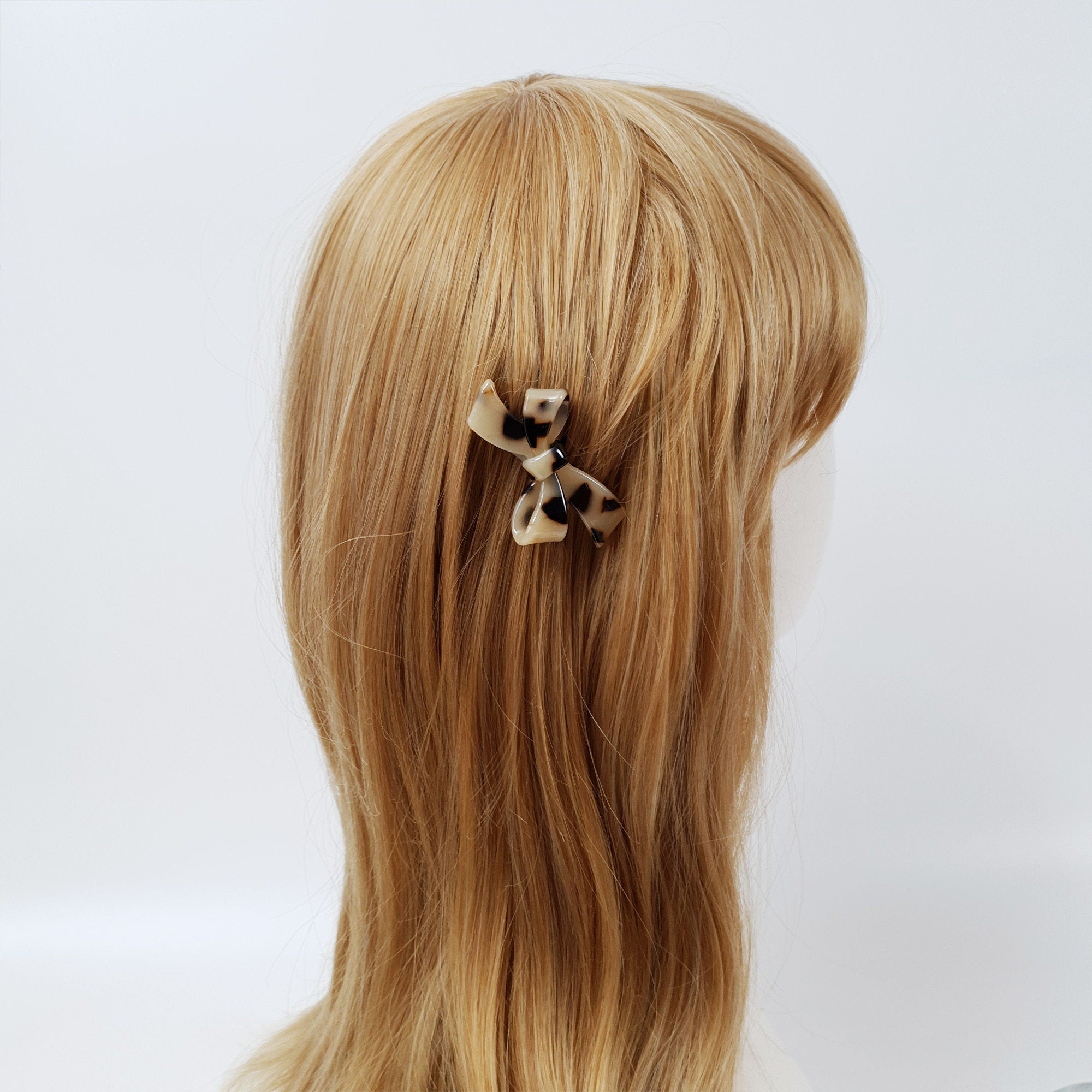 Tortoise Shell Double Ribbon Hair Comb Pin / Cute French Hair Pin / Hair Fork for Woman / French Barrette for Girls