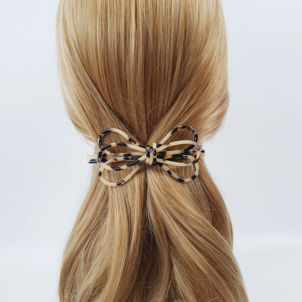 Tortoise Shell Triple Ribbon Hair Barrette (4.3 Inch) / Luxurious French Hair Pin / Hair Accessory for Woman / Automatic Hair Pin