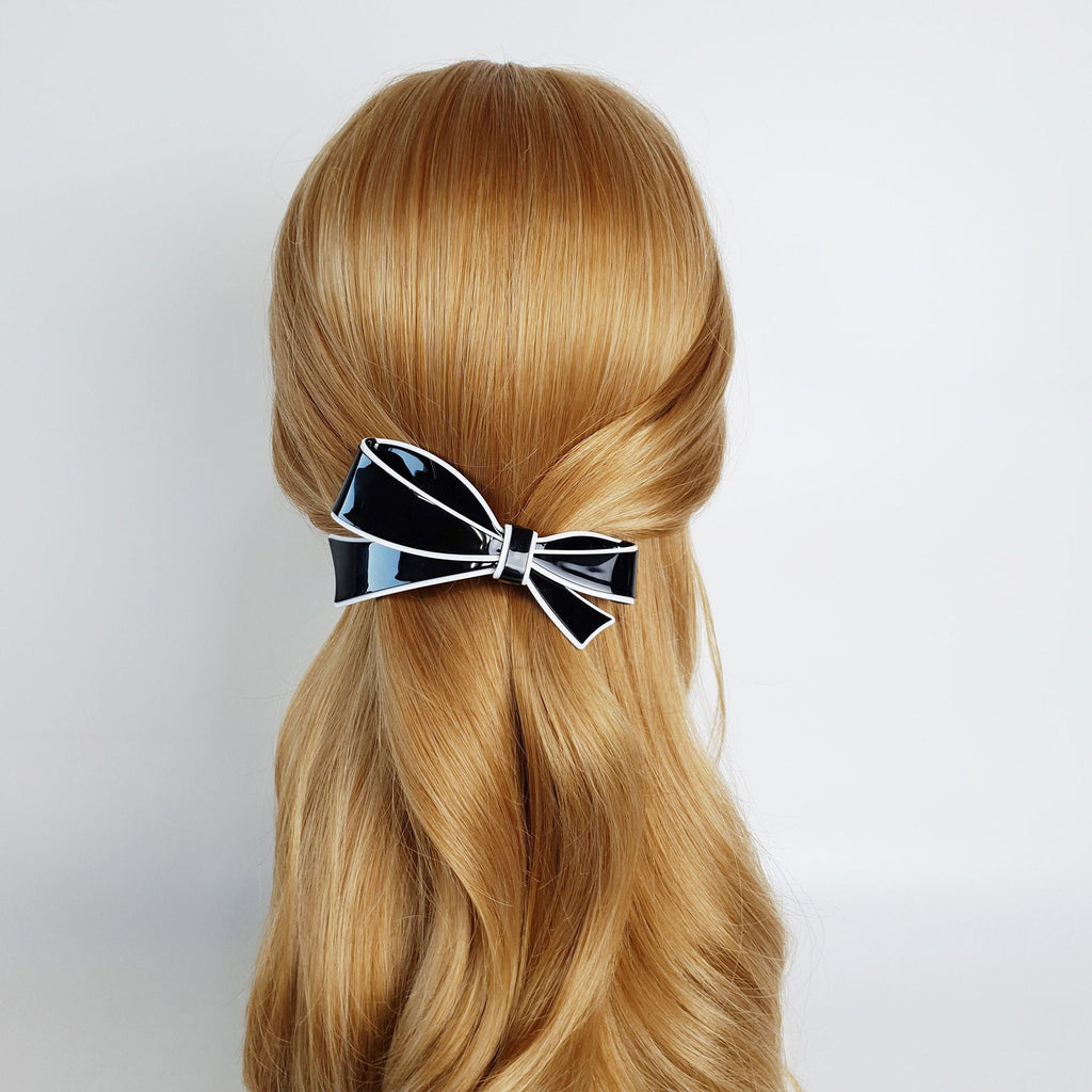 Pastel Color Leopard Big Ribbon Hair Barrette / Luxurious French Hair Pin / Hair Accessory for Woman / Automatic Hair Clip