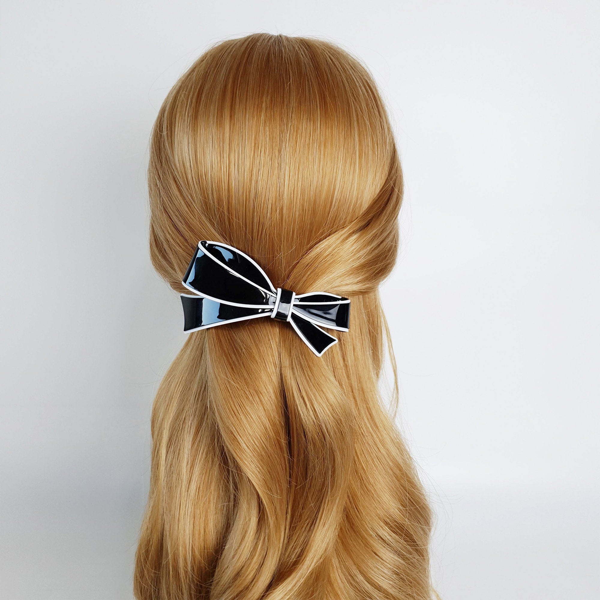 Pastel Color Leopard Big Ribbon Hair Barrette / Luxurious French Hair Pin / Hair Accessory for Woman / Automatic Hair Clip