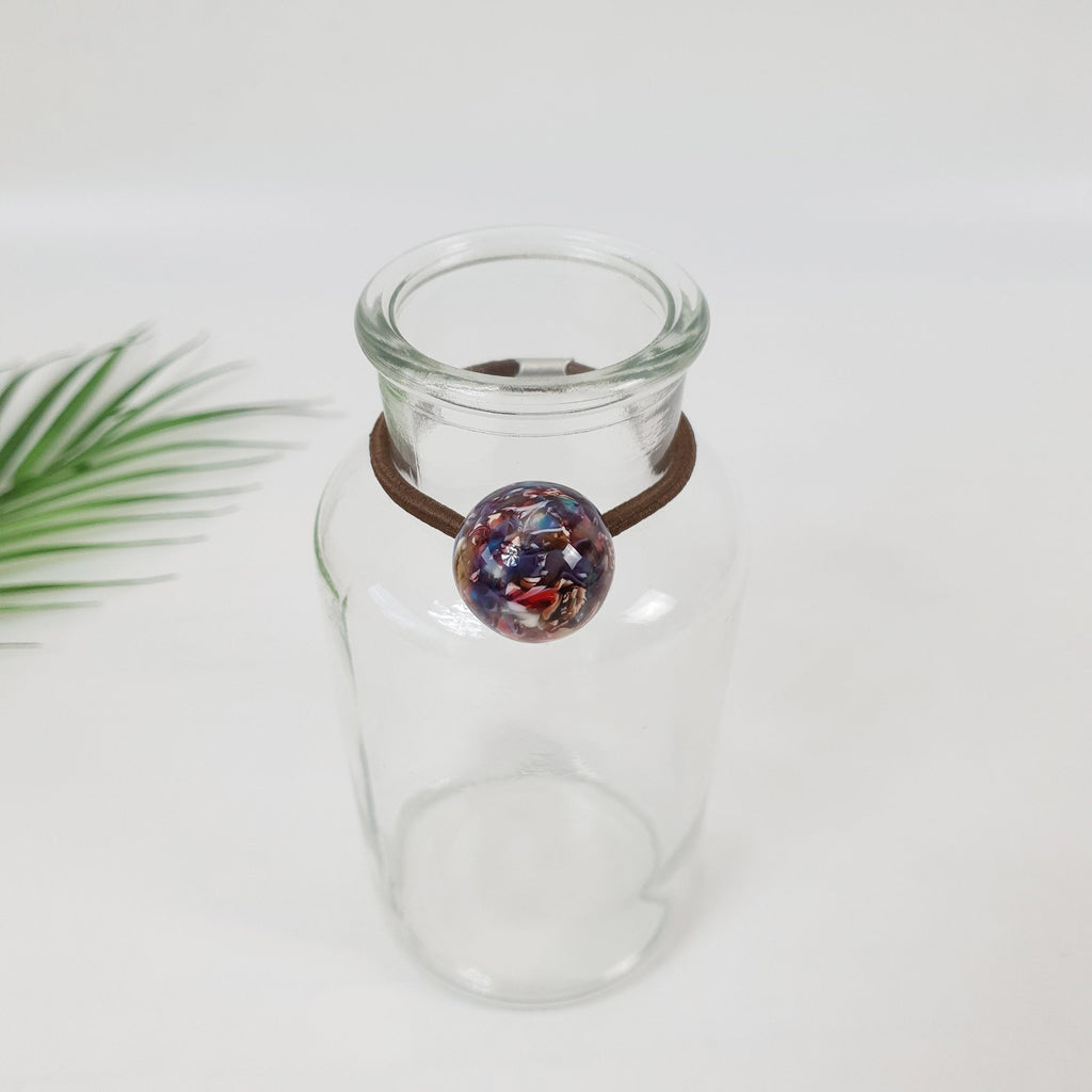 Tortoise Shell Round Bead Hair Tie / Cute French Ponytail Holder / Hair Accessory for Woman / French Hair Pin / Hair Scrunchy