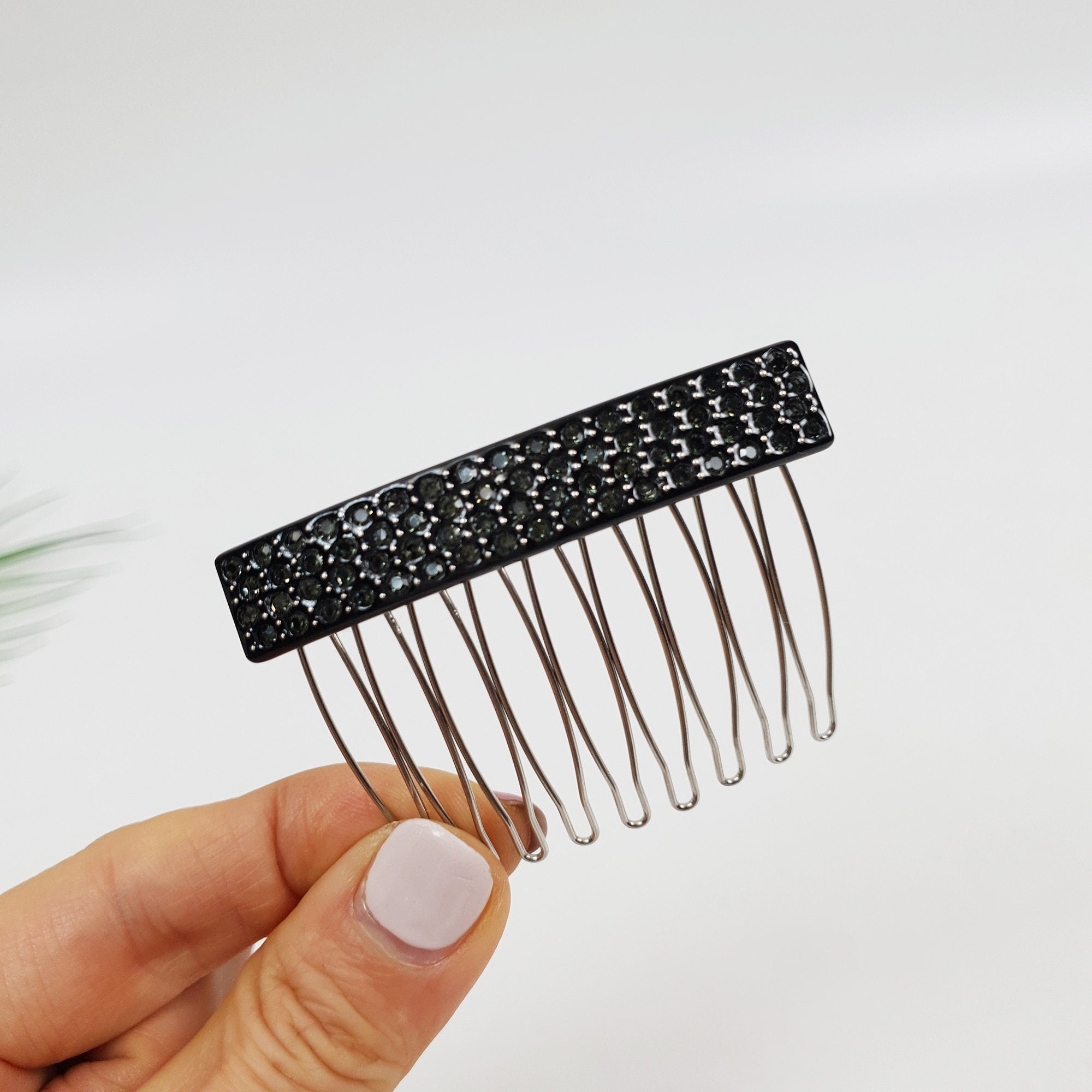 Long Square Hair Comb Pin with Cubic (2.6 Inch) / Luxurious French Hair Pin / Hair Fork for Woman