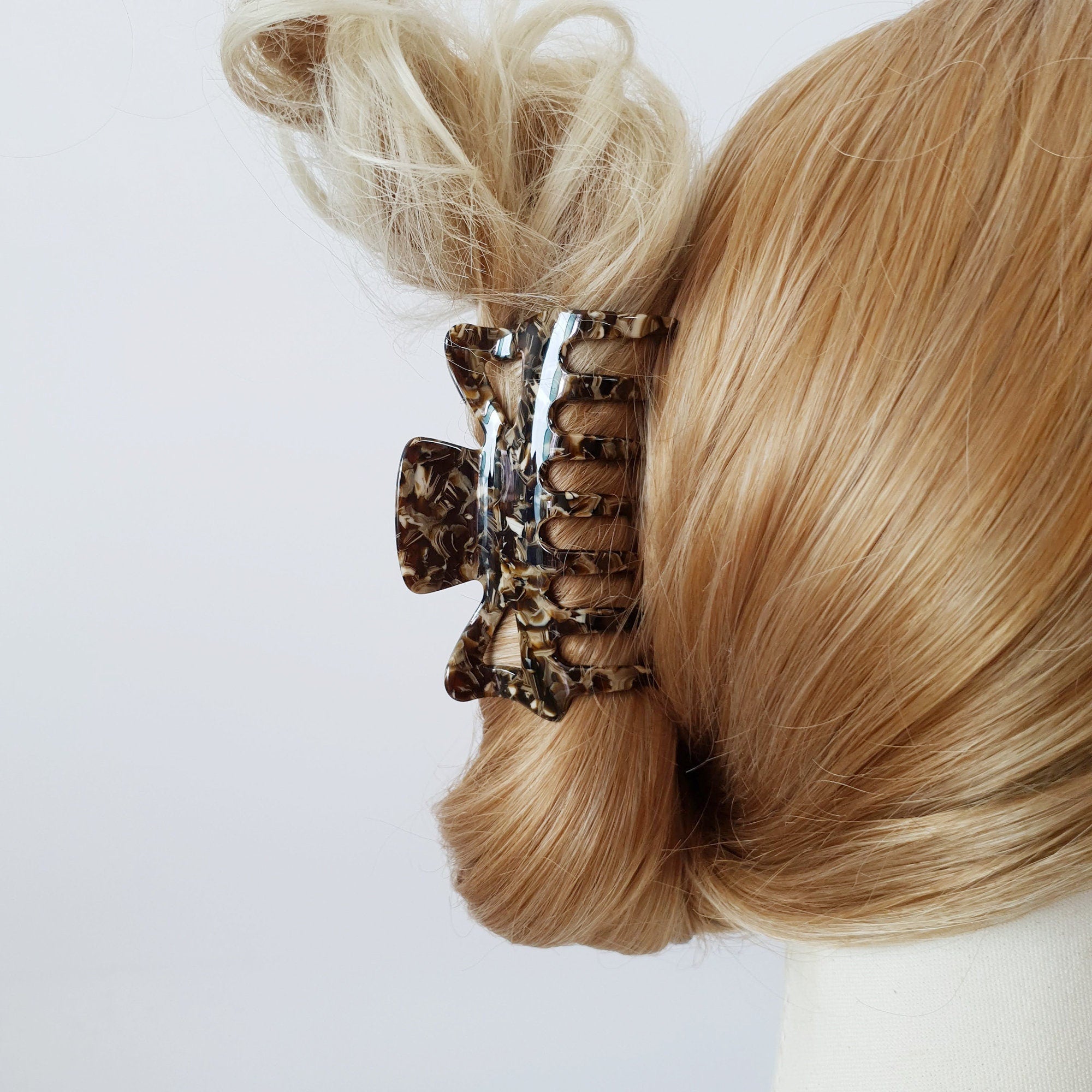 Tortoise Marble Fashionable Linda Hair Clip 3.3 Inch Medium Size/ Luxurious French Hair Clip / Hair Claw for Woman